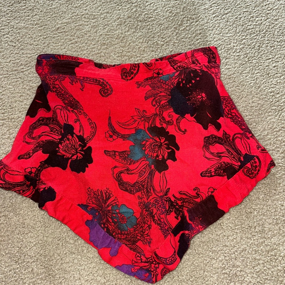 Free People Red and Blue Floral Shorts